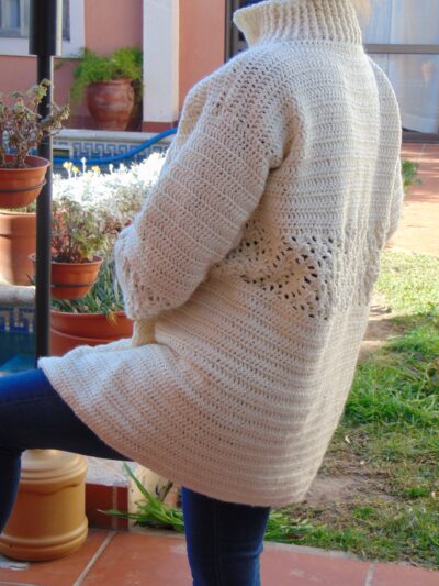 Sacón tejido a crochet lana merino sedificada