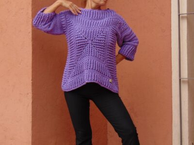 sweater tejido a crochet de hilo de algodón